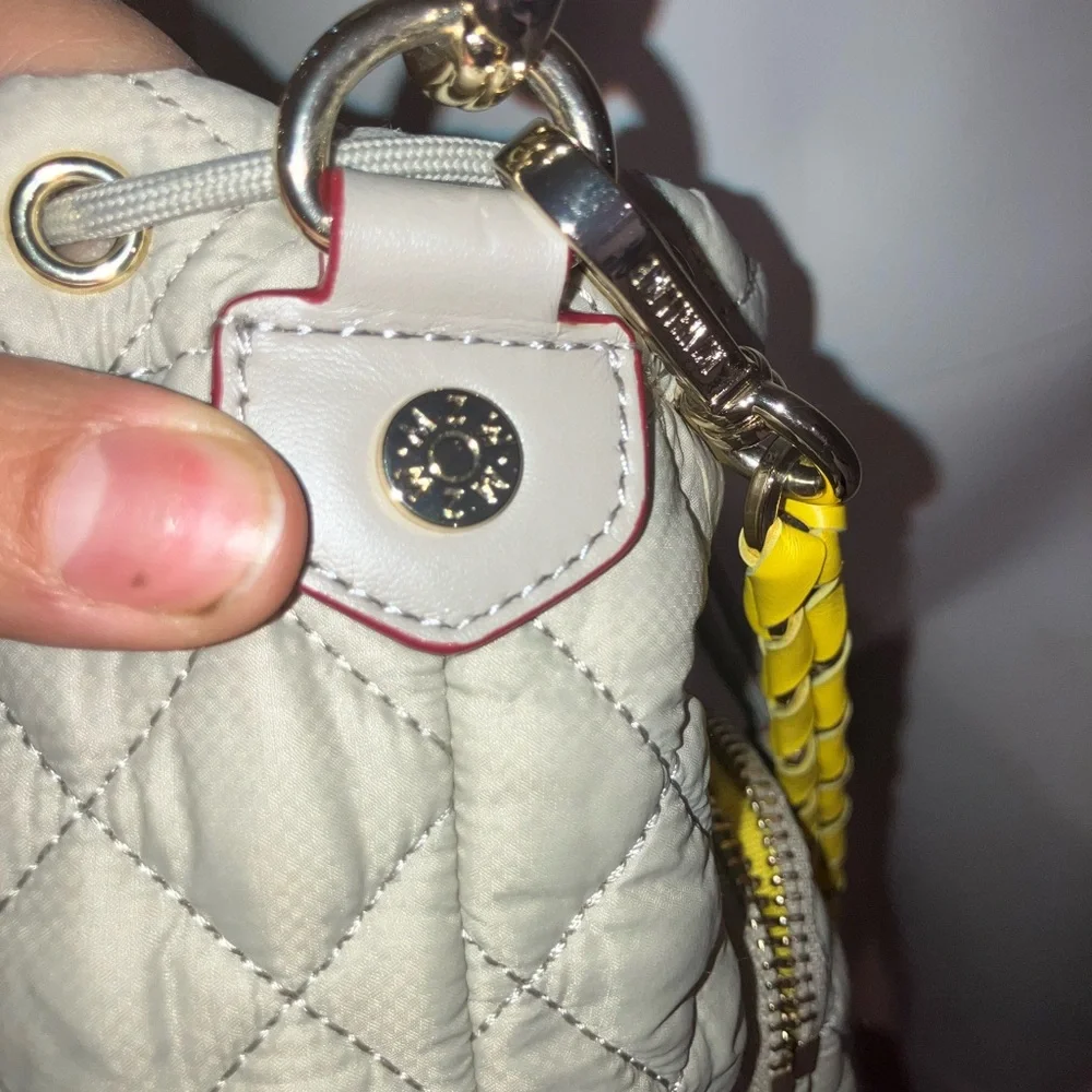 MZWALLACE Quilted Beige/gray Crossbody Bag with Yellow Accents - Picture 11 of 11